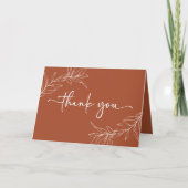 Terracotta minimalistische tak blad bruiloft bedankkaart (Voorkant)