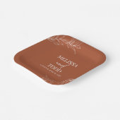 Terracotta minimalistische tak blad bruiloft papieren bordje (Gebogen)
