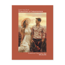 Terracotta Minimalistische Trouwfoto Save The Date