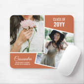 Terracotta minimalistische twee foto Afstuderen Muismat (Met muis)