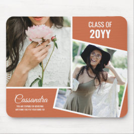 Terracotta minimalistische twee foto Afstuderen Muismat