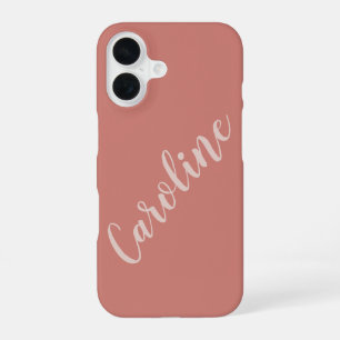 Terracotta Minimalistische Typografie Gepersonalis iPhone 16 Hoesje