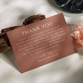 Terracotta minimalistische typografie herfstbruilo bedankkaart