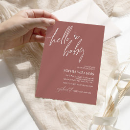 Terracotta minimalistische uitnodiging tot Baby sh