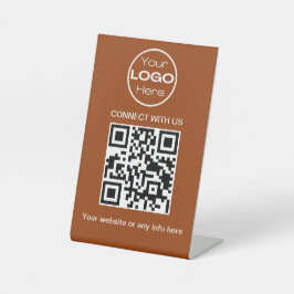 Terracotta minimalistische zakelijke Logo en QR-co Reclamebord Met Voetstuk