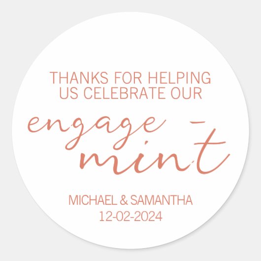 Terracotta Mint Engagement Thank You Ronde Sticker (Voorkant)