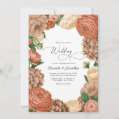 Terracotta, Mocha & Champagne Floral Wedding Kaart (Voorkant)