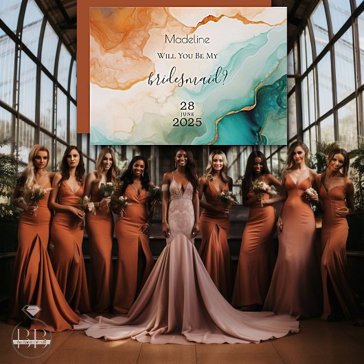 Terracotta Modern Abstract Agaat voorstel Kaart