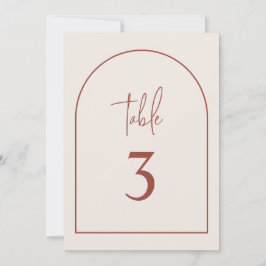 Terracotta Modern Arch Minimalist Table Number Kaart