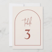 Terracotta Modern Arch Minimalist Table Number Kaart (Achterkant)
