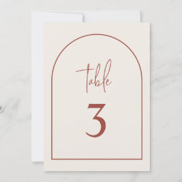 Terracotta Modern Arch Minimalist Table Number Kaart
