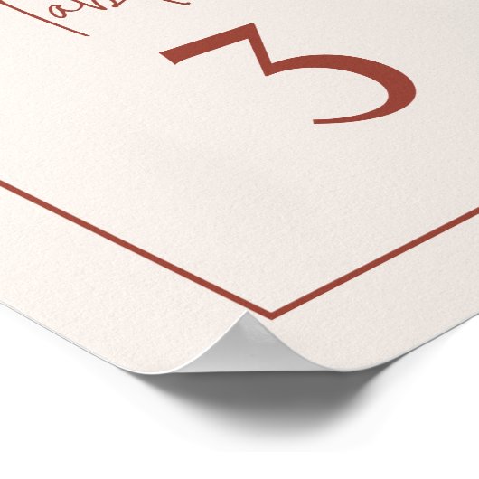 Terracotta Modern Arch Minimalist Table Number Poster (Hoek)