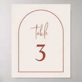 Terracotta Modern Arch Minimalist Table Number Poster (Voorkant)