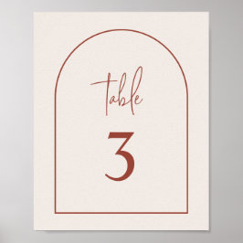 Terracotta Modern Arch Minimalist Table Number Poster
