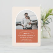 Terracotta Modern arch photo elopement wedding Kaart (Staand voorkant)