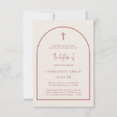 Terracotta Modern Arch Script Minimalist Baptisme  Kaart (Voorkant)