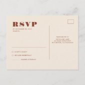 Terracotta Modern Boho Wedding RSVP Briefkaart (Achterkant)