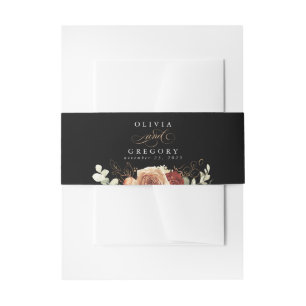 Terracotta Modern Boho Zwart Bruiloft Uitnodigingen Wikkel