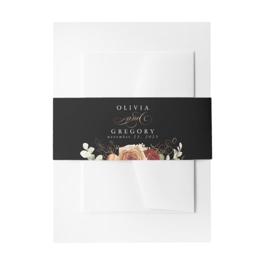 Terracotta Modern Boho Zwart Bruiloft Uitnodigingen Wikkel (Voorkant Voorbeeld)