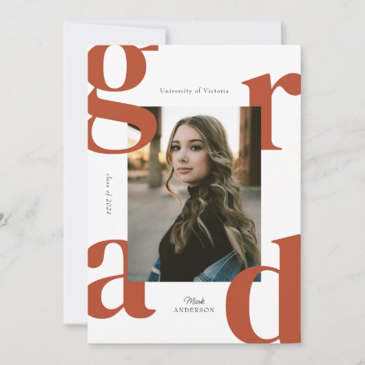 Terracotta Modern Bold Klasse van 2024 Afstuderen Kaart (Voorkant)