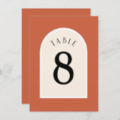 Terracotta Modern boogtafel nummer dubbel Kaart (Voorkant / Achterkant)