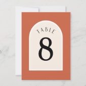 Terracotta Modern boogtafel nummer dubbel Kaart (Voorkant)