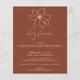 Terracotta Modern Botanical Budget Baby shower Flyer