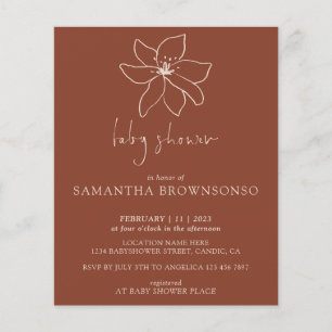 Terracotta Modern Botanical Budget Baby shower Flyer