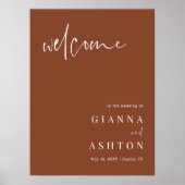 Terracotta Modern Calligraphy Wedding Welcome Sign Poster (Voorkant)