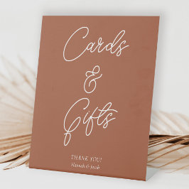 Terracotta Modern Cards and Gifts Wedding Table Reclamebord Met Voetstuk