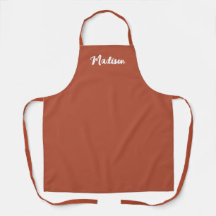 Terracotta Modern Chic Script Persoonlijke vrouwen Schort