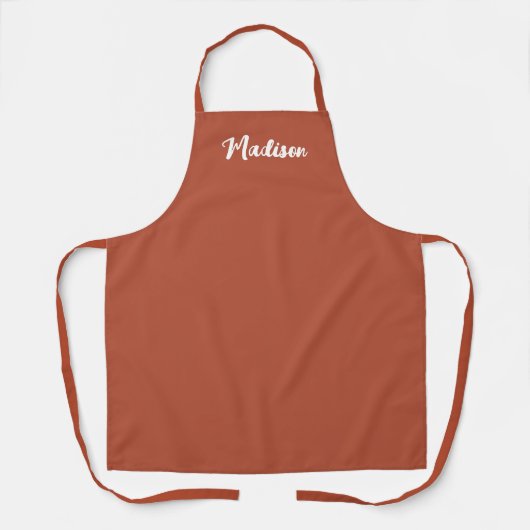 Terracotta Modern Chic Script Persoonlijke vrouwen Schort (Voorkant)