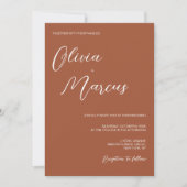 Terracotta Modern Chic Script Wedding Entourage Kaart (Voorkant)
