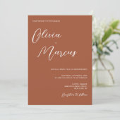 Terracotta Modern Chic Script Wedding Entourage Kaart (Staand voorkant)