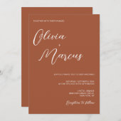 Terracotta Modern Chic Script Wedding Entourage Kaart (Voorkant / Achterkant)