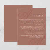 Terracotta Modern Edge Elegant Monogram Details Informatiekaartje (Voorkant / Achterkant)
