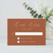 Terracotta Modern Elegance Bruiloft RSVP Kaartje (Staand voorkant)