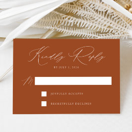 Terracotta Modern Elegance Bruiloft RSVP Kaartje