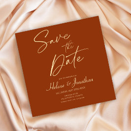 Terracotta Modern Elegant Bruiloft Save The Date Kaart