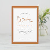 Terracotta modern elegant, eenvoudig script bruilo kaart (Staand voorkant)