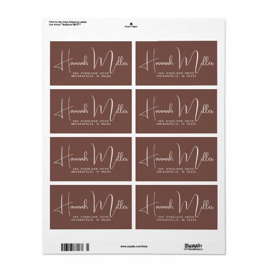 Terracotta Modern Elegant Minimalist  Etiket (Full Sheet)