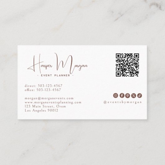Terracotta | Modern Elegant Minimalist QR Code Visitekaartje (Achterkant)