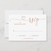 Terracotta Modern Elegant Script Heart RSVP Kaartje (Voorkant)