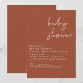 Terracotta Modern Gender Neutral Baby shower Kaart (Voorkant / Achterkant)