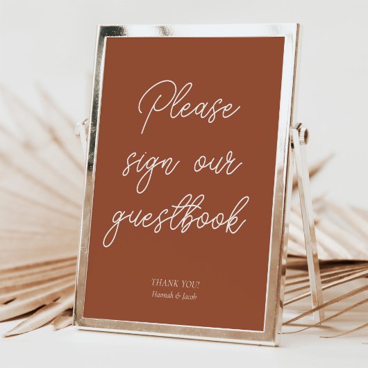 Terracotta Modern Guestbook Wedding Sign Poster