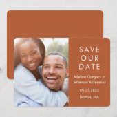 TERRACOTTA Modern Koppel Foto Bruiloft Save The Date (Voorkant / Achterkant)