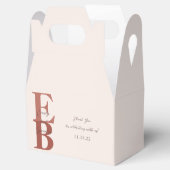 Terracotta Modern Large Initiaal Wedding Custom Bedankdoosjes (Geopend)