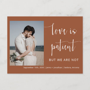 Terracotta Modern Minimal Script Photo Elopement Briefkaart