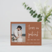 Terracotta Modern Minimal Script Photo Elopement Briefkaart (Staand voorkant)