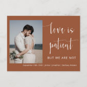 Terracotta Modern Minimal Script Photo Elopement Briefkaart (Voorkant)